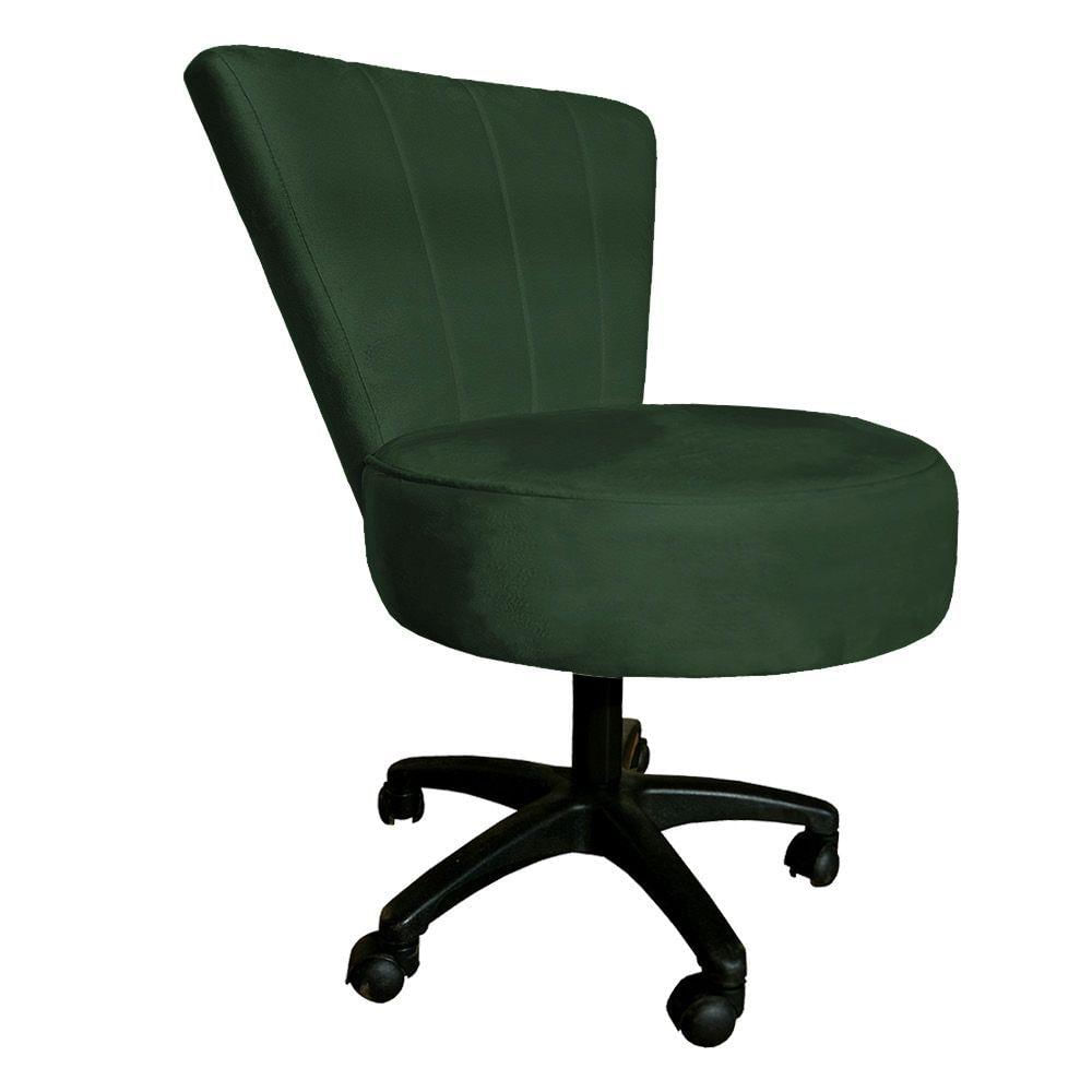 Cadeira Mocho Costurado Elegância Veludo Verde Base Giratória - Pallazio