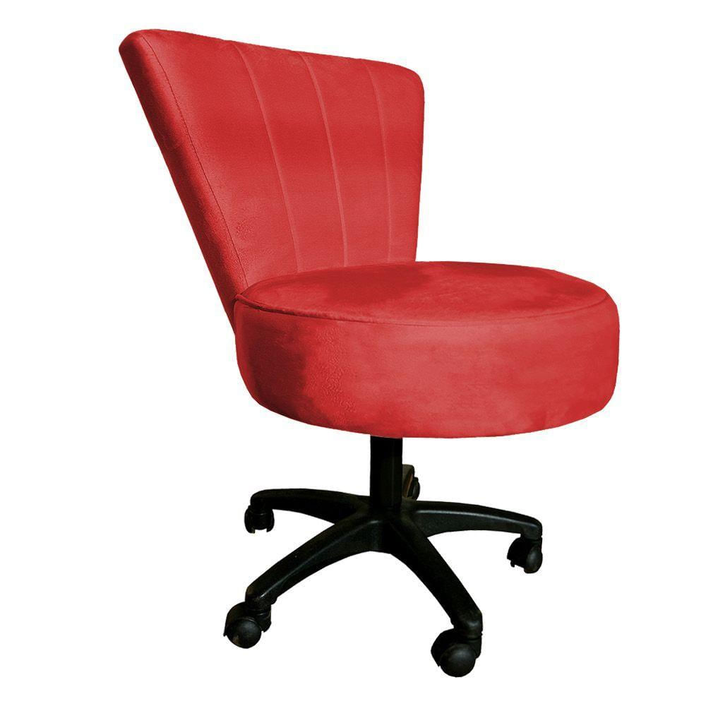 Cadeira Mocho Costurado Elegância Veludo Base Giratória - Pallazio Vermelho