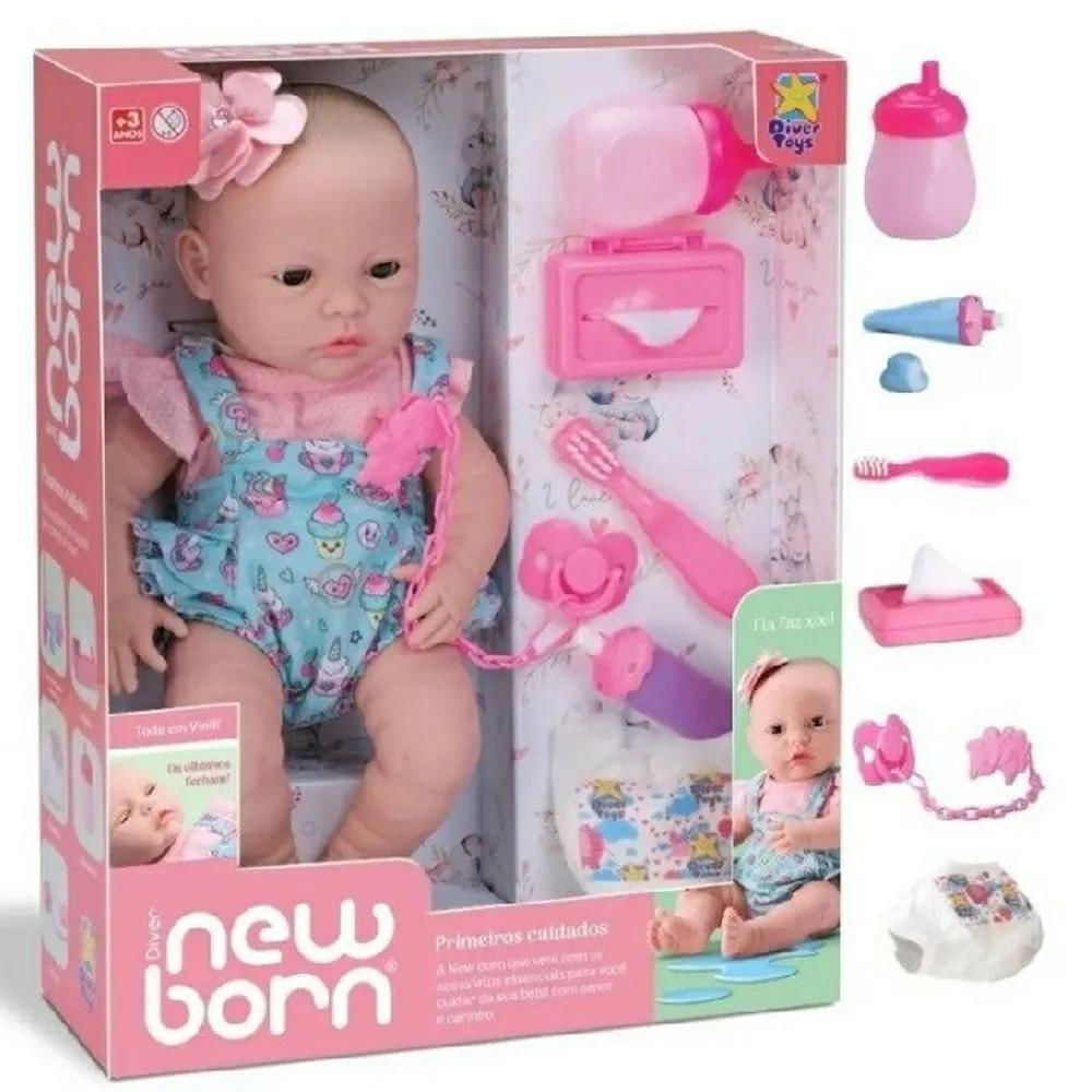 Boneca New Born Primeiros Cuidados Diver Toys