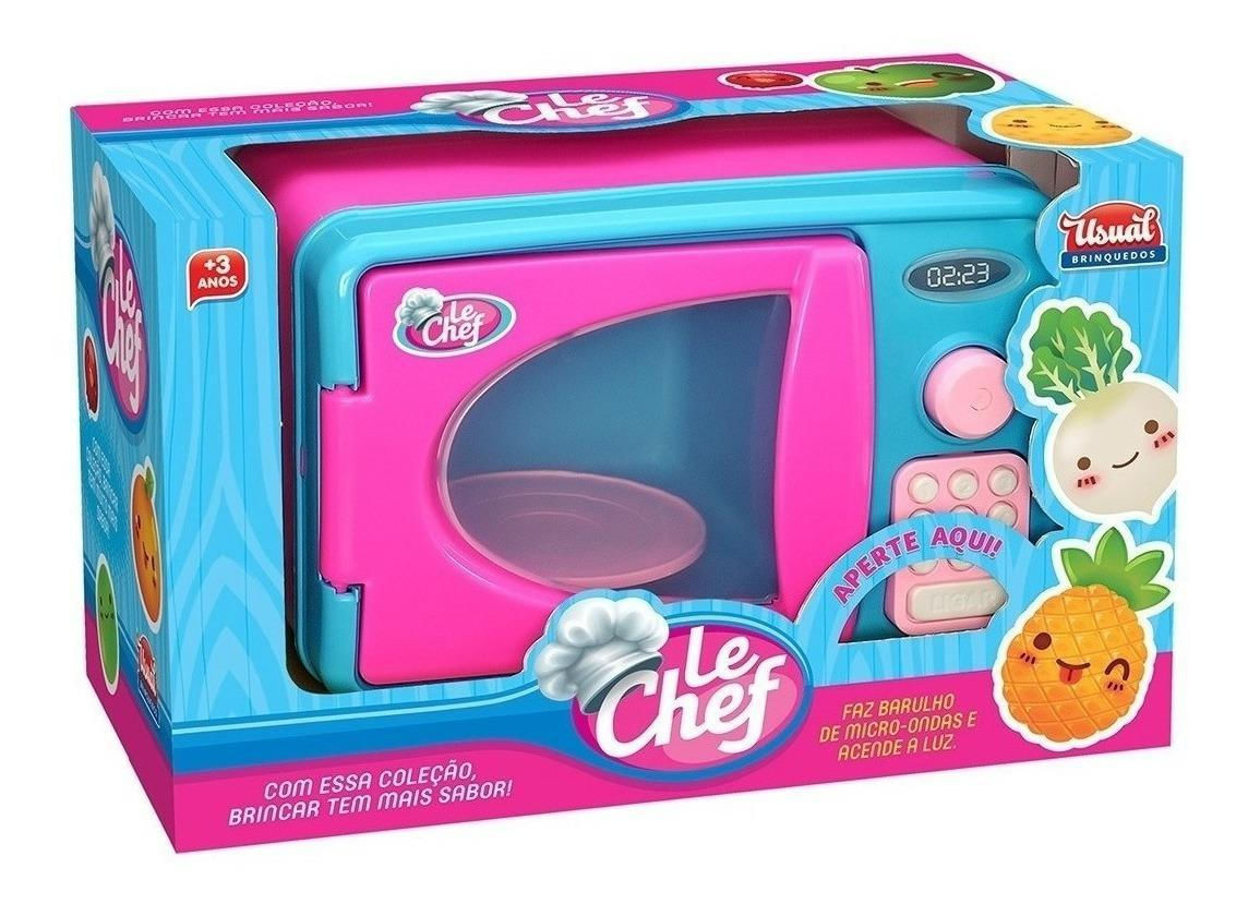 Forno Microondas Kit Infantil Rosa Com Luz E Som Usual