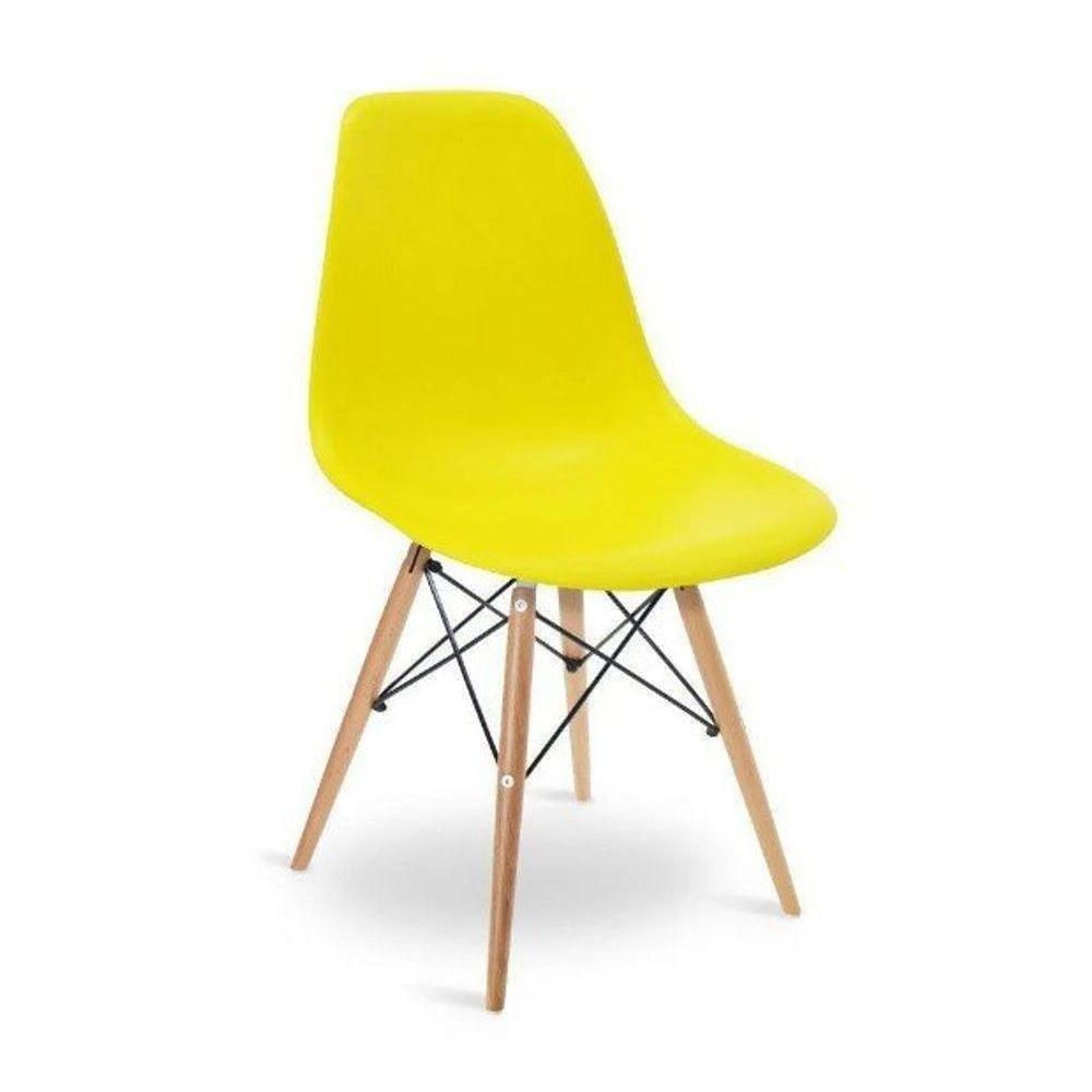 Cadeira Charles Eames Eiffel Pés Palito Amarelo