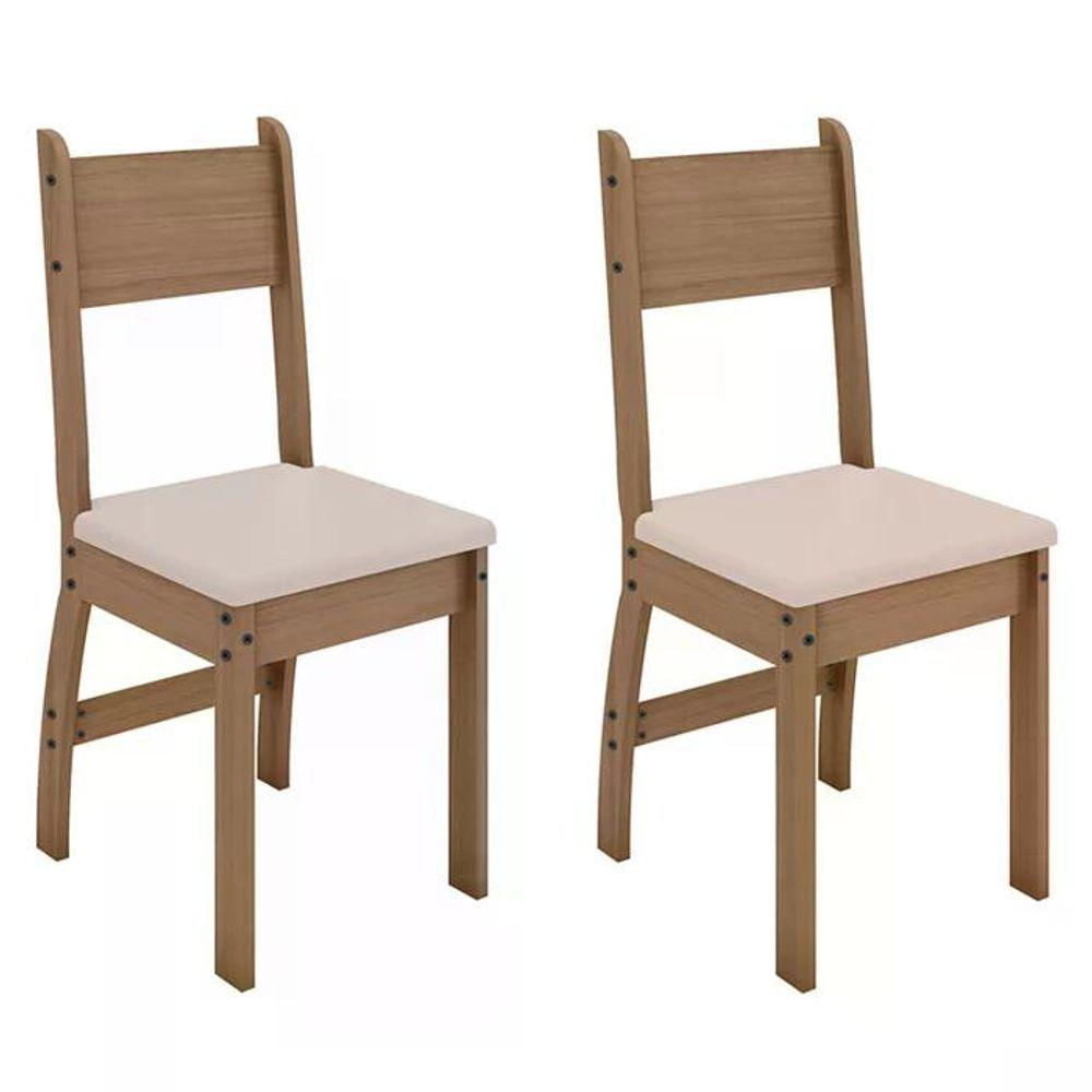 Conjunto 02 Cadeiras Estofadas Milano Carvalho Savana