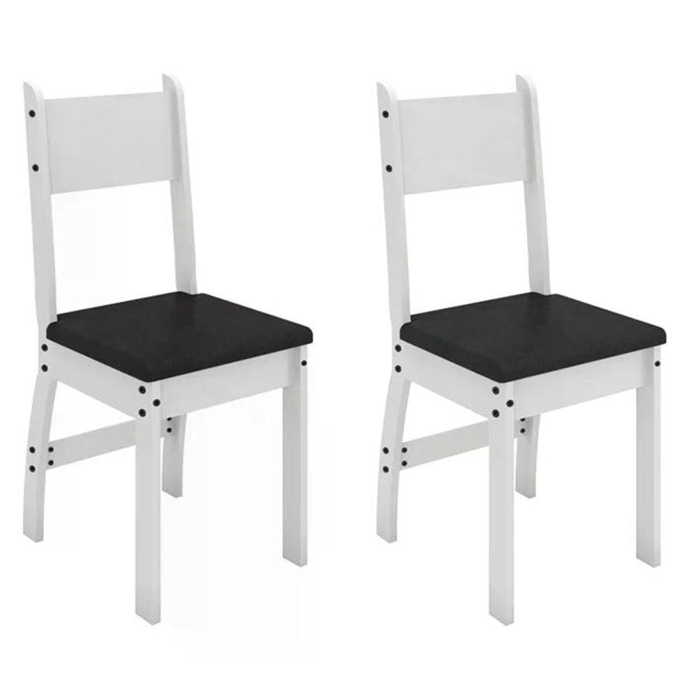 Conjunto 02 Cadeiras Estofadas Milano Branco Preto