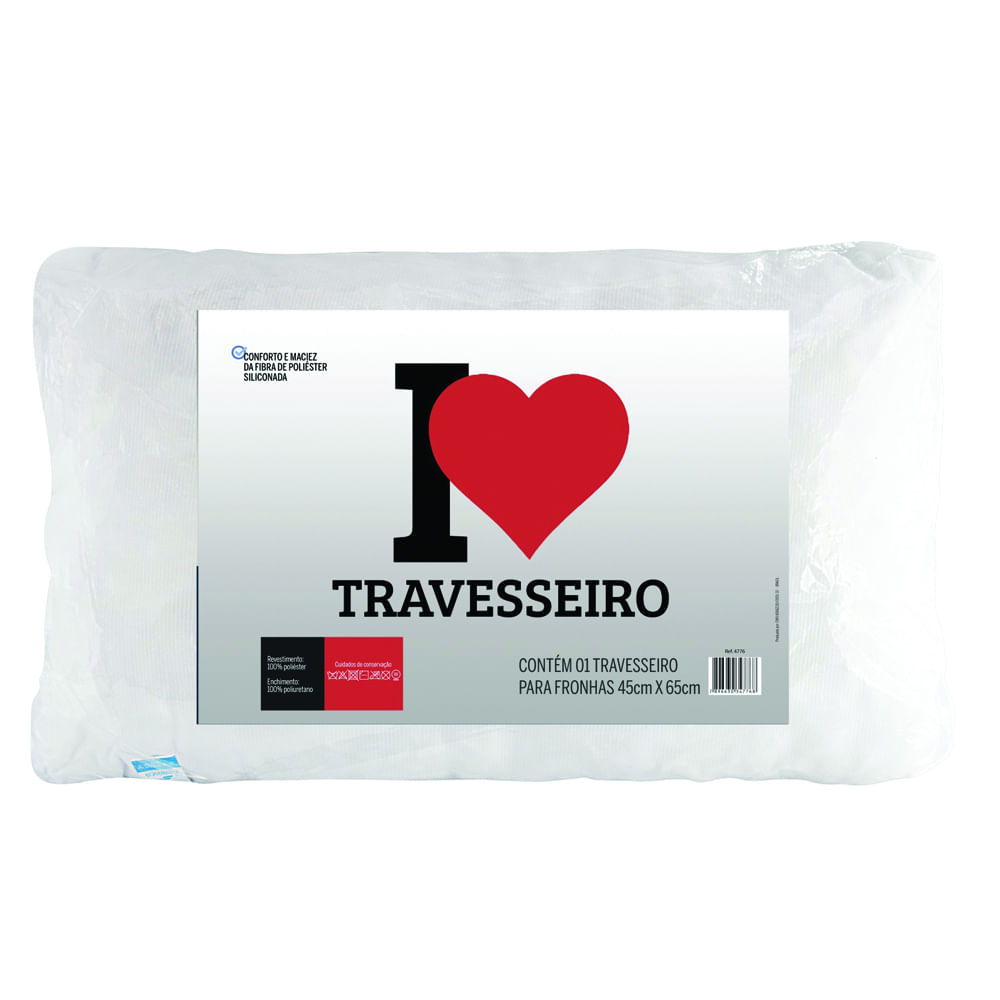 Travesseiro I Love Fibra 45x65cm Fibrasca
