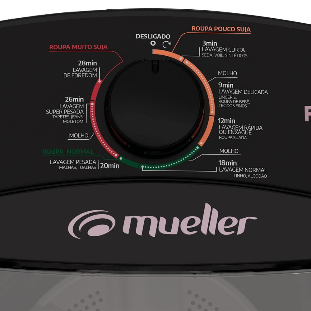 Lavadora de Roupas Semiautomática Mueller Family Lite 10kg Preta – 220 Volts