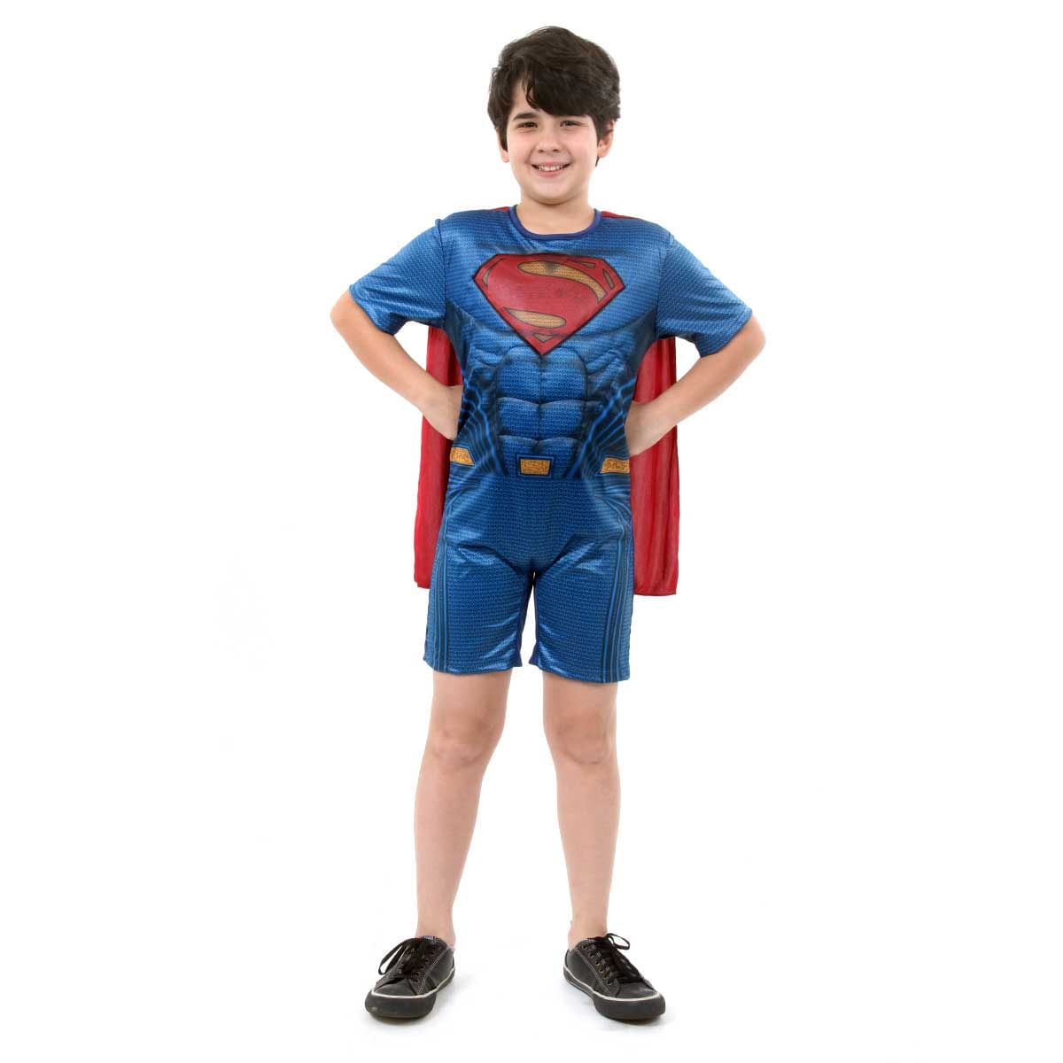 Fantasia Super Homem Infantil Curto com Musculatura - Liga da Justiça P
