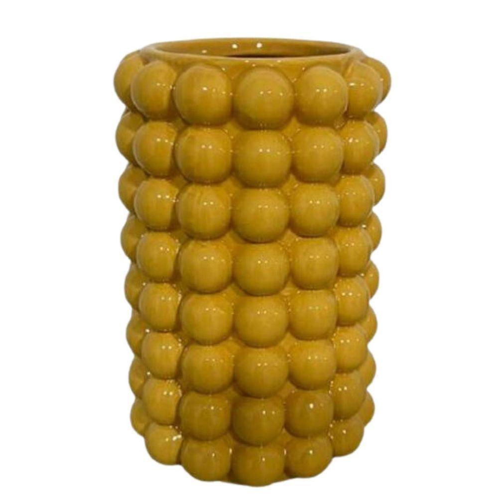 Vaso De Cerâmica Bubble 13,5x21 Cm Amarelo