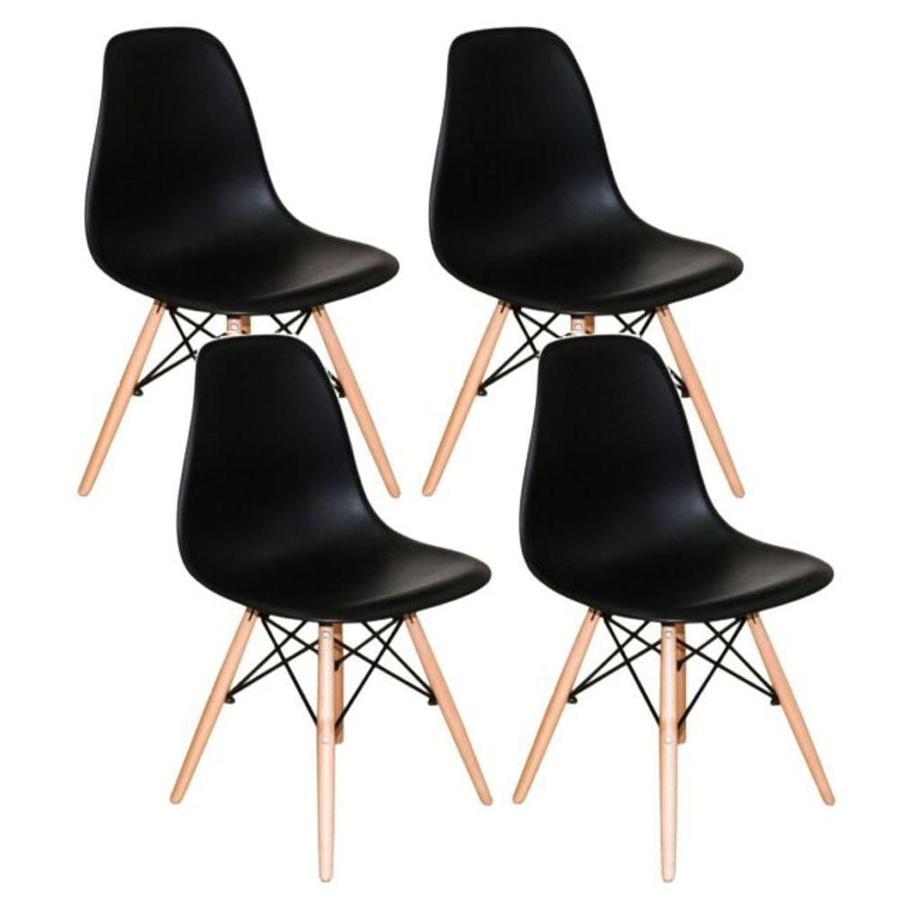 Kit 4 Cadeiras Charles Eames Eiffel Preto