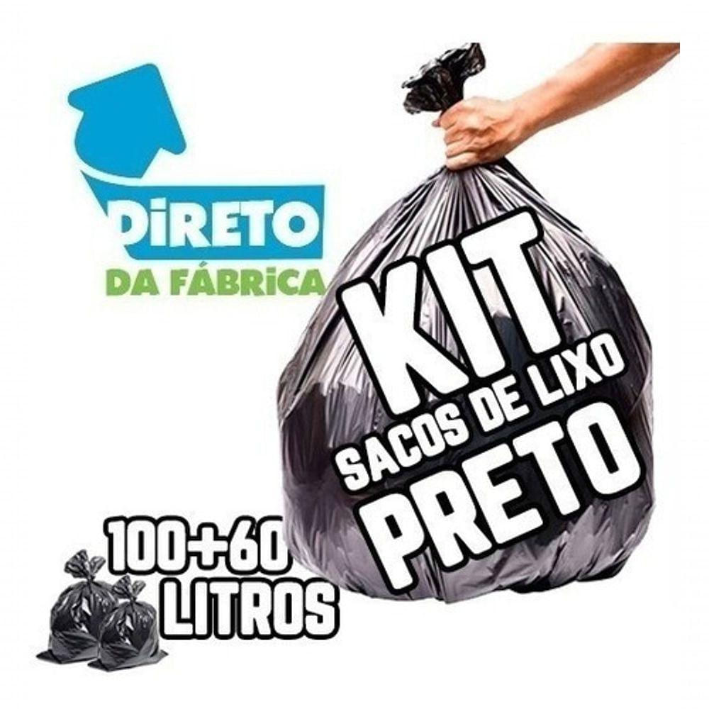 Kit Saco De Lixo 100 + 60 Lts Super Reforçado Preto