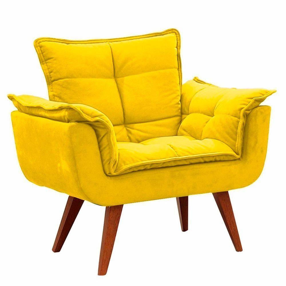 Cadeira Opala Escritório Suede Amarela