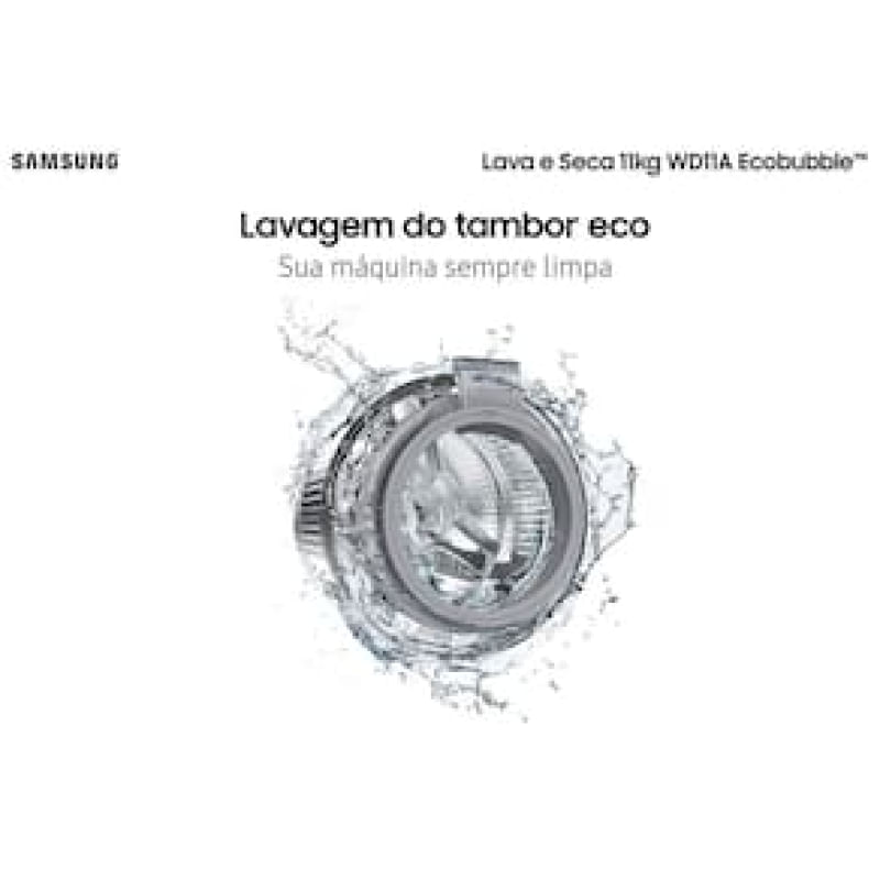 Lava e Seca Samsung WD11A 3 em 1 Branca com Ecobubble e Lavagem a Seco WD11A4453BW – 11 kg Branco / 220