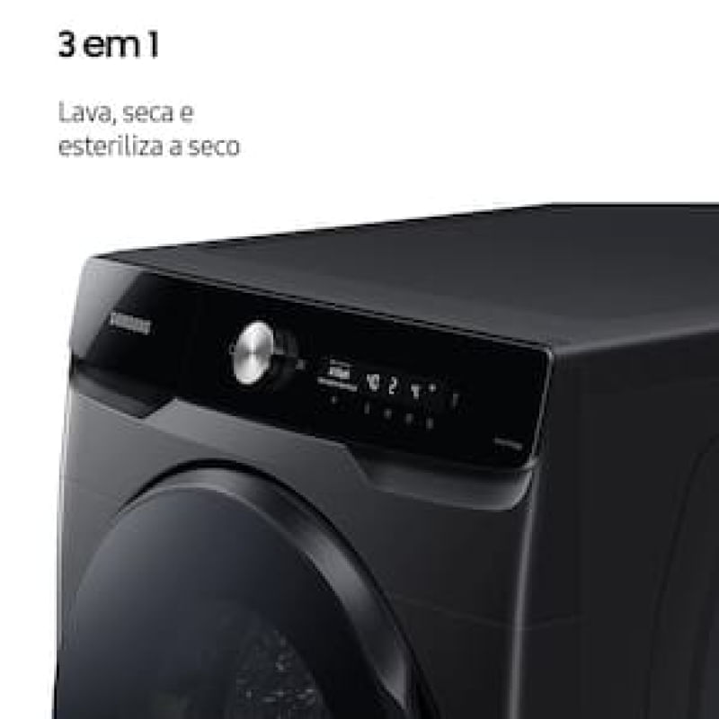 Lava e Seca Samsung WD18T Black Inox Smart (Wi-Fi) com Digital Inverter e Ecobubble WD18T6500GV - 18/10 kg Preto / 110
