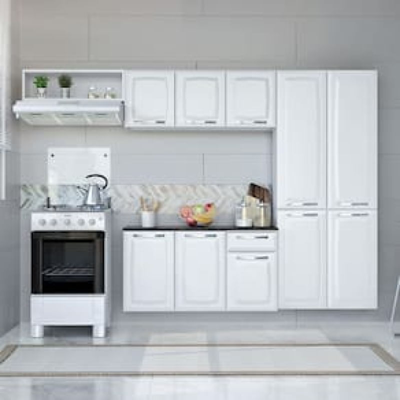 Cozinha Compacta Itatiaia Amanda Plus com 10 Portas, 1 Gaveta e 8 Prateleiras - 245cm de largura Branco