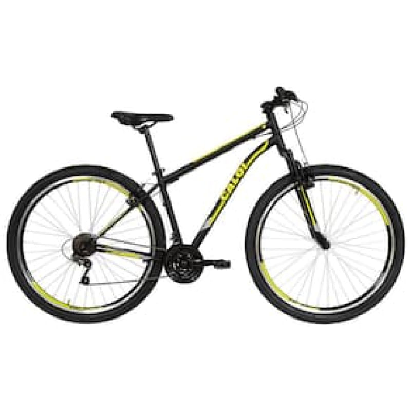 Bicicleta Aro 29 Caloi Velox com 21 Marchas, Quadro 17" e Freio V-Break - Preto Fosco/Amarelo