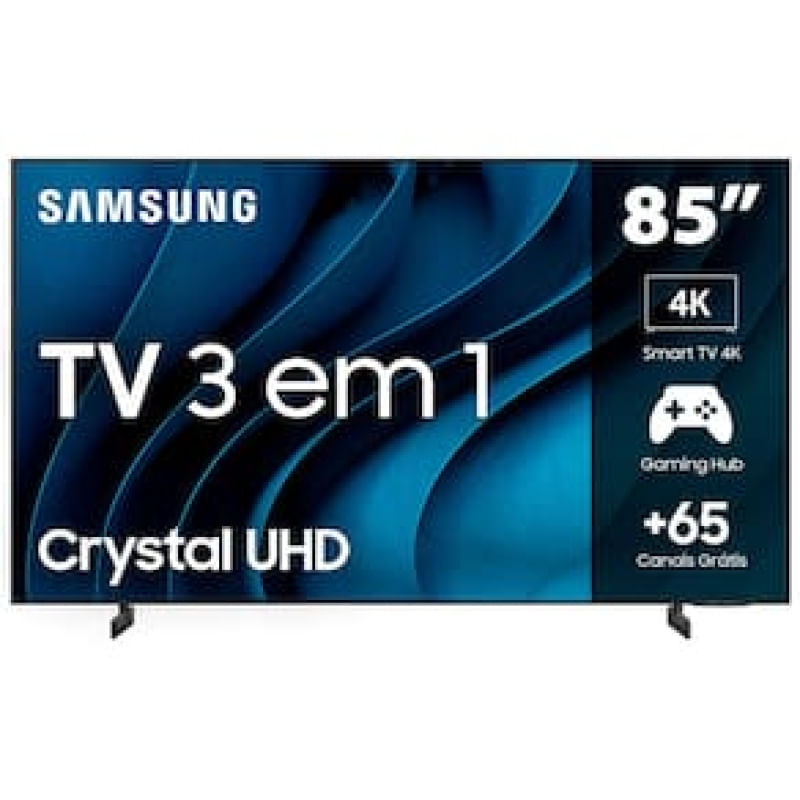Smart TV 85" Crystal 4K Samsung CU8000, Dynamic Crystal Color, Gaming Hub, Design AirSlim, Tela sem limites, Alexa built in, Controle Remoto Único
