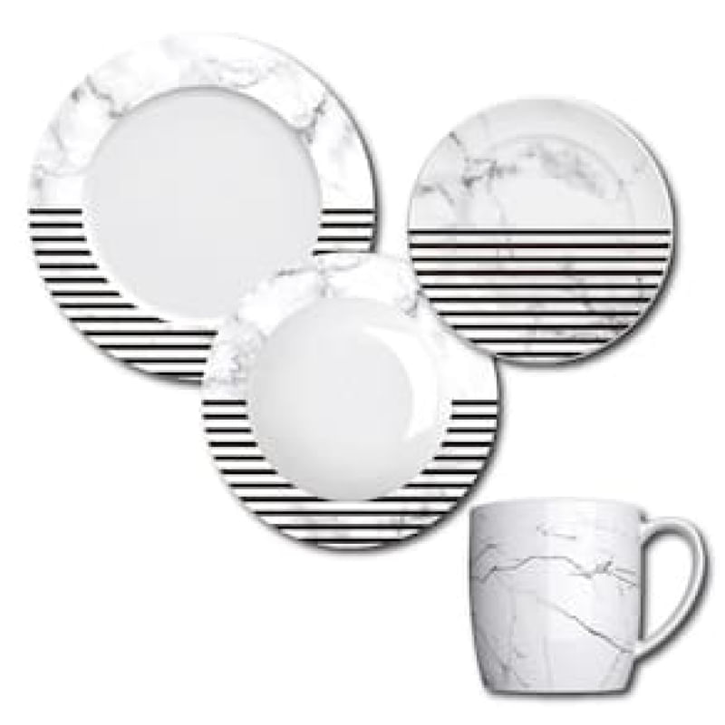 Aparelho de Jantar, Chá e Sobremesa 16 Peças Germer Geo em Porcelana – Estampado