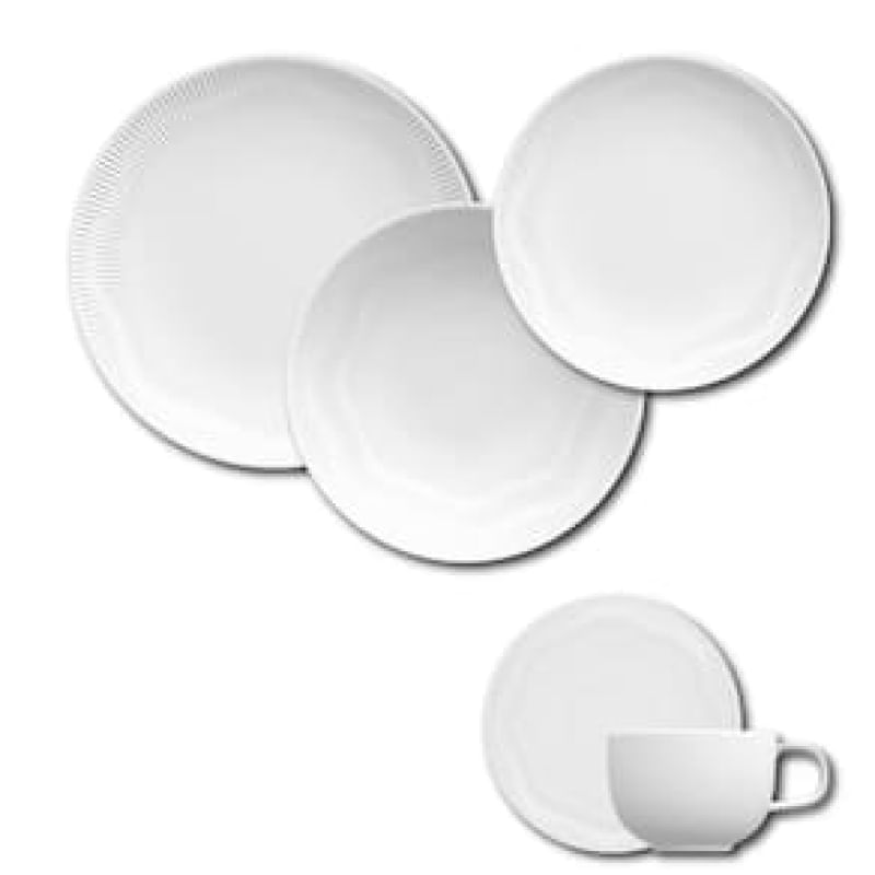 Aparelho de Jantar, Chá e Sobremesa 30 Peças Germer Shell em Porcelana – Branco