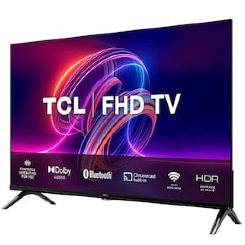 Smart TV LED 43" FHD TCL S5400A com Android TV, Wi-Fi, Bluetooth, Controle Remoto com Comando de Voz, Google Assistente e Chromecast integrado
