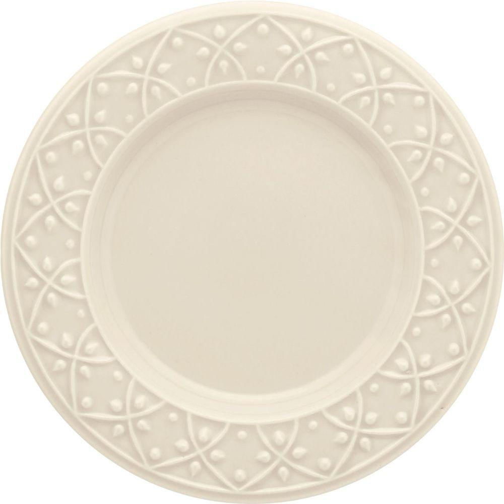 Kit 6 Pratos De Sobremesa Mendi Marfim Oxford® Cerâmica 20cm