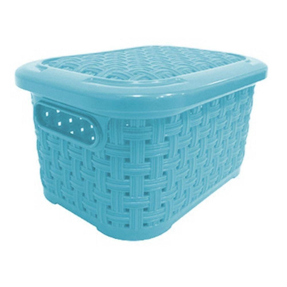 Caixa Organizadora De Plástico Retangular 2,5 L Rattan Azul