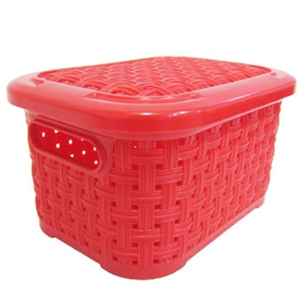 Caixa Organizadora Plástico Retangular 2,5l Rattan Vermelha