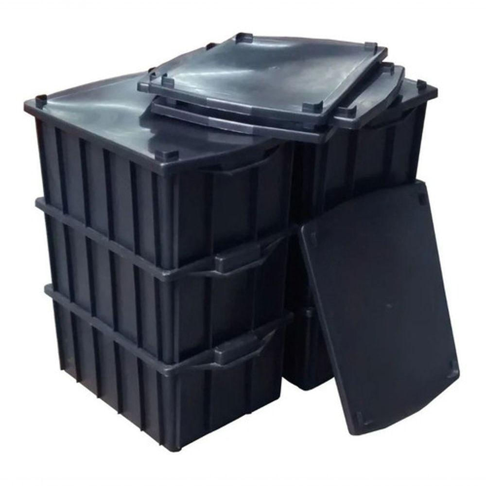 4 Pçs Caixa Plastica Organizadora Com Tampa 28l Composteira