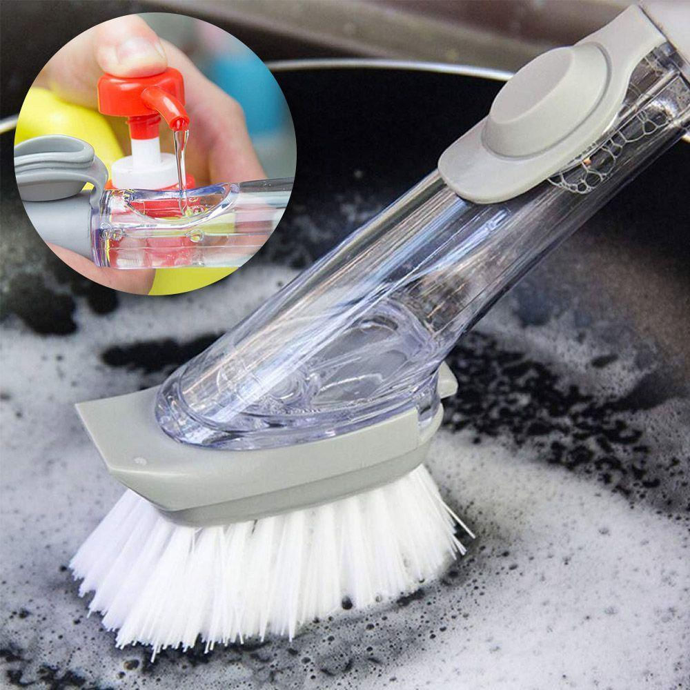 Escova Limpeza 2 Em1 Dispenser Detergente Esponja Lava Louça