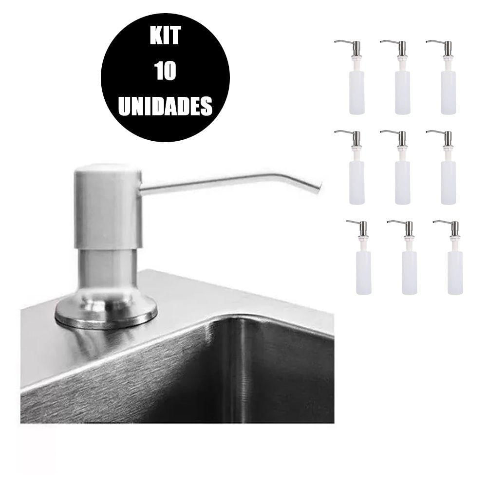 Dispenser Dosador Embutir Kit 10 Un Sabonete Liquido Detergente Sabao Pia Cozinha Banheiro Lavabo