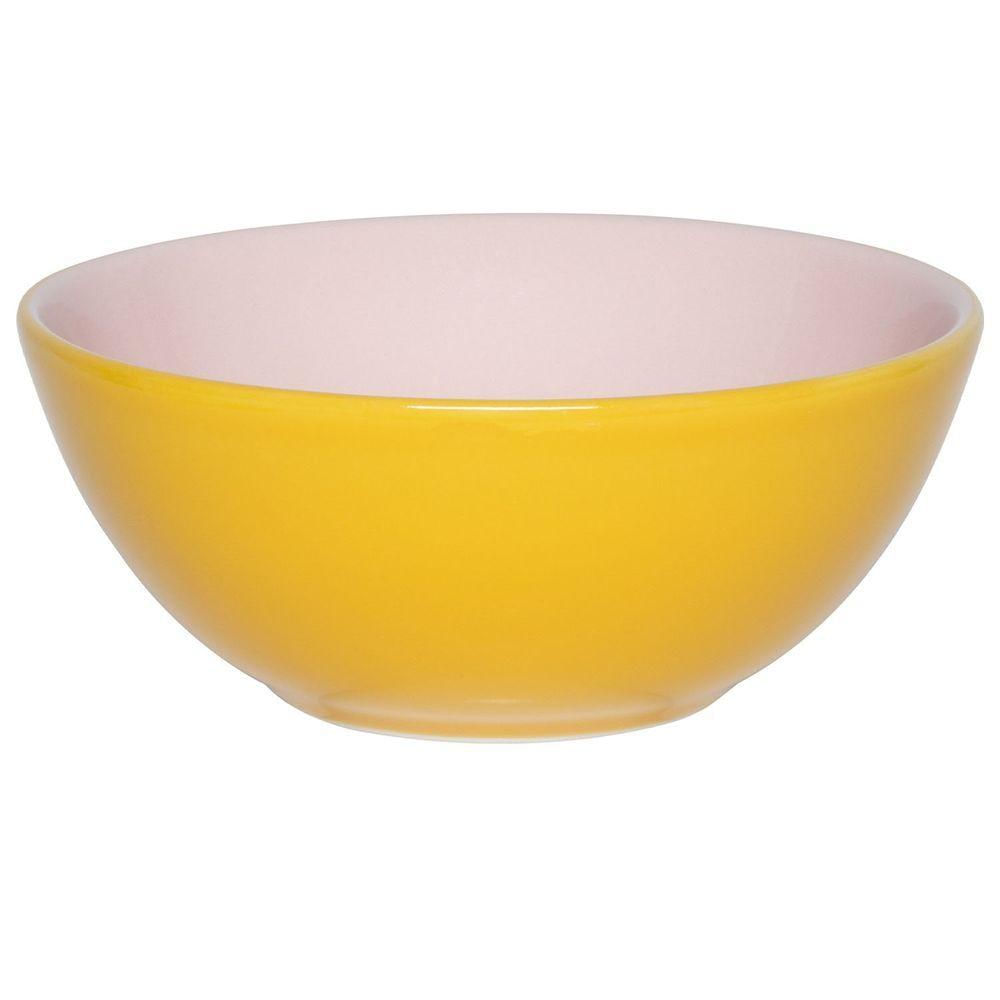 Kit 8 Tigelas Bowl Bicolor Rosa E Amarelo Oxford® Cerâmica 600ml