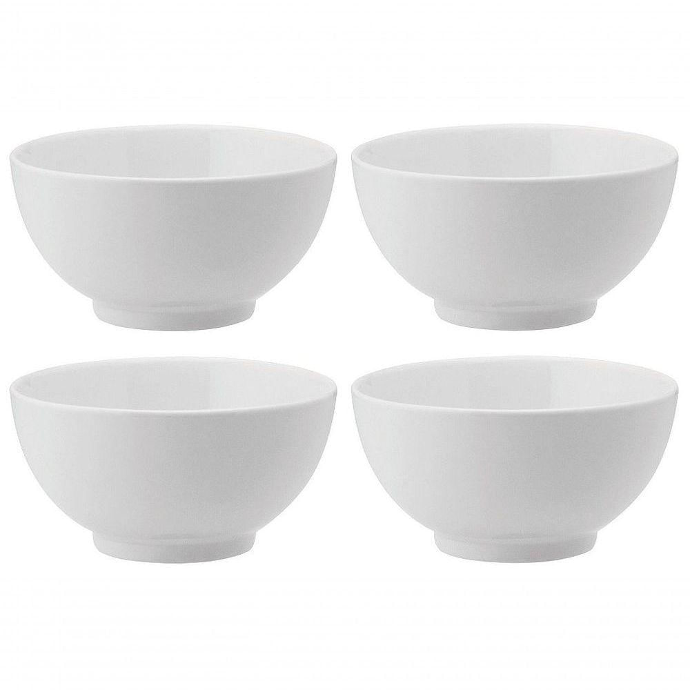 Jogo Tigela Bowl Porcelana Clean Branca 350ml 4 Unidades